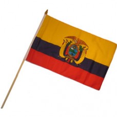 Ecuador stick flag 12  X 18 inches w/ 24 inch stick