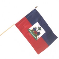 Haiti stick flag 12  X 18 inches w/ 24 inch stick