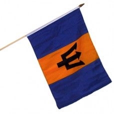 Barbados 12  X 18 inches polyester flag w/ 24 inch stick